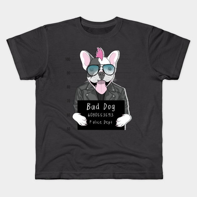 bad dog arrested Kids T-Shirt by Mako Design 